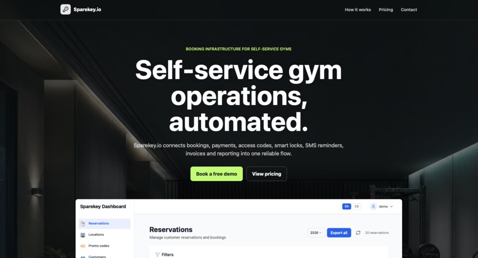 Sparekey dashboard reservations screen